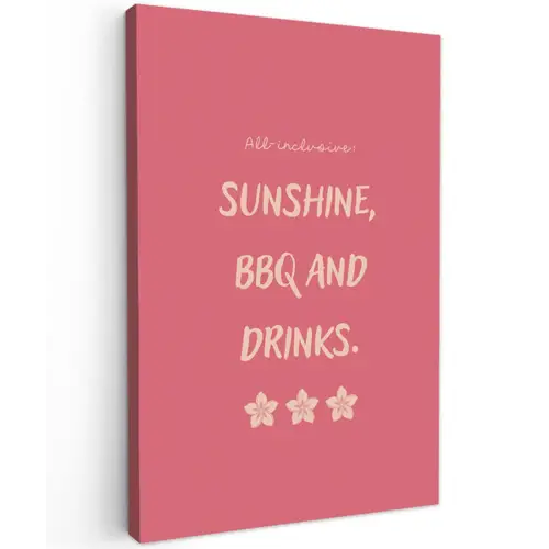 BBQ - Quote - Roze - Zomer canvas 2cm klein -z3d