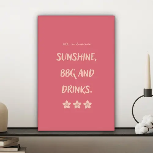 BBQ - Quote - Roze - Zomer canvas 2cm klein -sfeer6