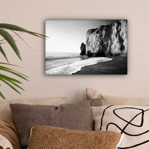 Strand - Klif - Golven - Voetstappen canvas 2cm klein -sfeer1