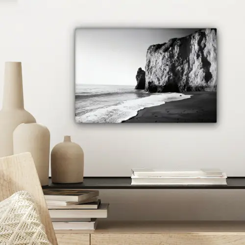 Strand - Klif - Golven - Voetstappen canvas 2cm klein -sfeer6