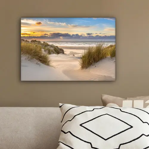 Strand - Duin - Gras - Zonsondergang - Zee canvas 2cm klein -sfeer3