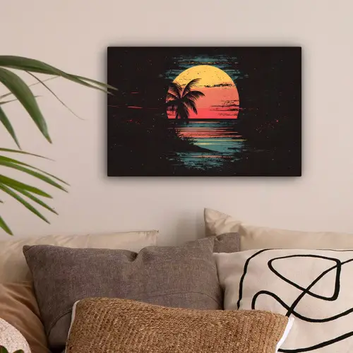 Strand - Minimalistisch - Zon - Oranje canvas 2cm klein -sfeer1