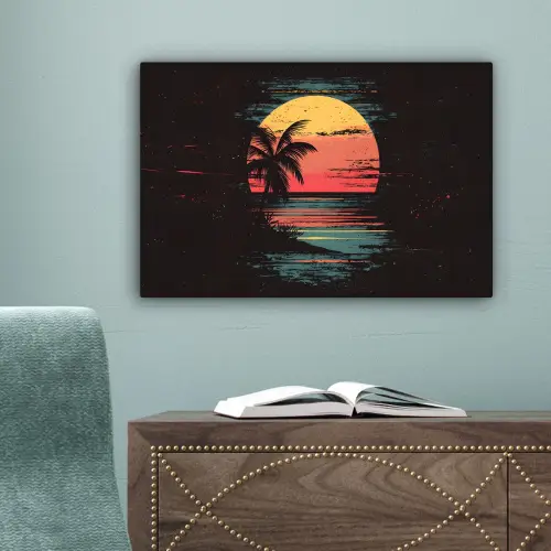 Strand - Minimalistisch - Zon - Oranje canvas 2cm klein -sfeer4