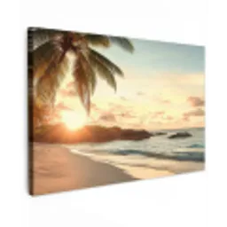 Strand - Palmbomen - Oceaan - Zonsondergang canvas 2cm klein -z3d