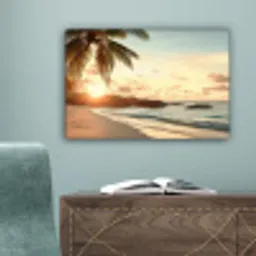 Strand - Palmbomen - Oceaan - Zonsondergang canvas 2cm klein -sfeer4