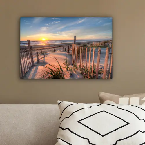 Strand - Zee - Duin - Zonsondergang - Landschap canvas 2cm klein -sfeer3
