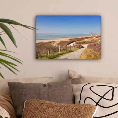 Strand - Zee - Vuurtoren - Nederland canvas 2cm klein -sfeer1