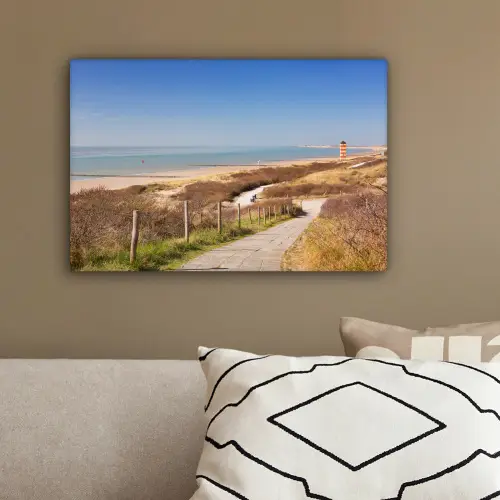 Strand - Zee - Vuurtoren - Nederland canvas 2cm klein -sfeer3