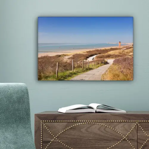 Strand - Zee - Vuurtoren - Nederland canvas 2cm klein -sfeer4