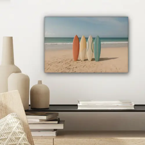 Strand - Surfbord - Pastel canvas 2cm klein -sfeer6