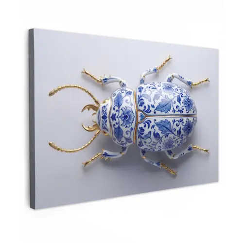 Kever - Delfts - Blauw - Goud canvas 2cm klein -z3d