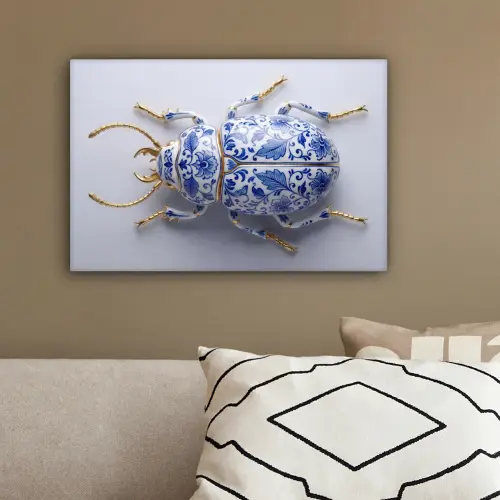 Kever - Delfts - Blauw - Goud canvas 2cm klein -sfeer3