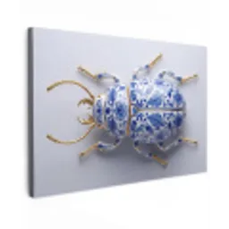 Kever - Delfts  - Blauw - Goud canvas 2cm klein -z3d