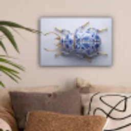 Kever - Delfts  - Blauw - Goud canvas 2cm klein -sfeer1