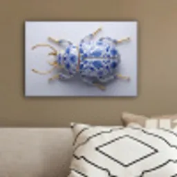 Kever - Delfts  - Blauw - Goud canvas 2cm klein -sfeer3