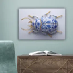 Kever - Delfts  - Blauw - Goud canvas 2cm klein -sfeer4
