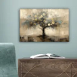 Beige - Abstract - Boom - Goud canvas 2cm klein -sfeer4
