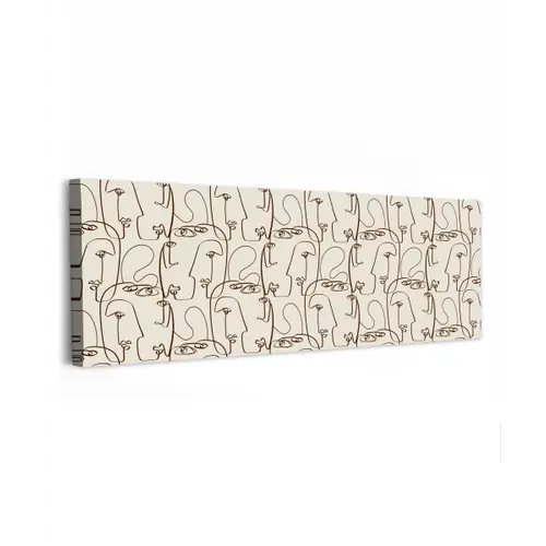 Beige - Gezicht - Lijnen - Bruin canvas 2cm klein 828 -z3d