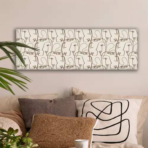 Beige - Gezicht - Lijnen - Bruin canvas 2cm klein 828 -sfeer1
