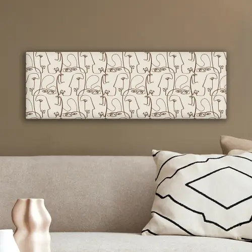Beige - Gezicht - Lijnen - Bruin canvas 2cm klein 828 -sfeer3