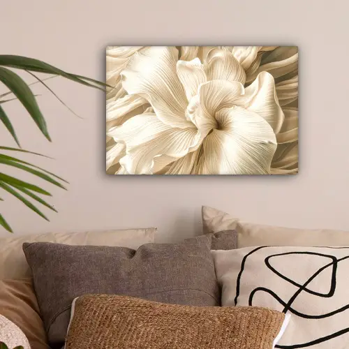 Beige - Bloem - Patroon canvas 2cm klein -sfeer1