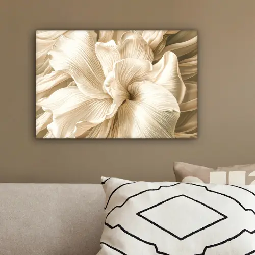 Beige - Bloem - Patroon canvas 2cm klein -sfeer3
