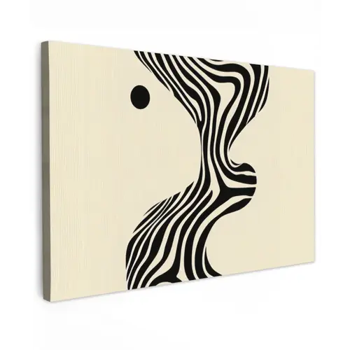 Beige - Lijnen - Golvend - Abstract canvas 2cm klein -z3d