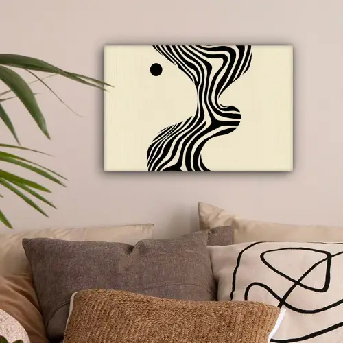 Beige - Lijnen - Golvend - Abstract canvas 2cm klein -sfeer1