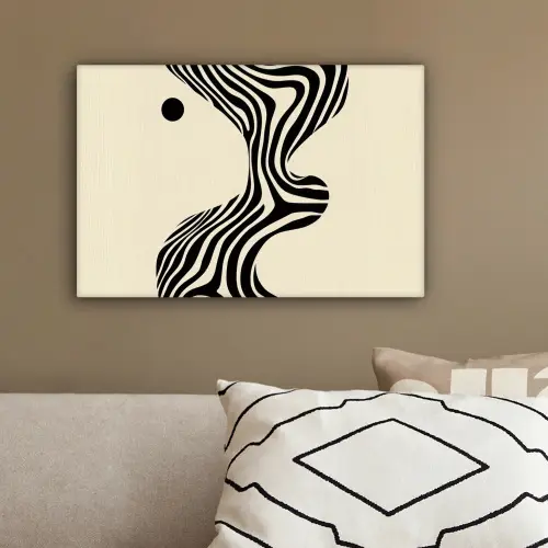 Beige - Lijnen - Golvend - Abstract canvas 2cm klein -sfeer3