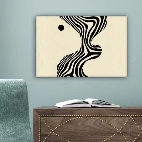 Beige - Lijnen - Golvend - Abstract canvas 2cm klein -sfeer4