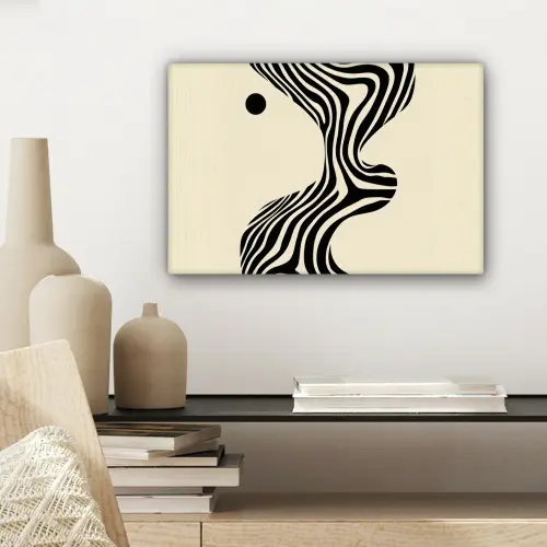 Beige - Lijnen - Golvend - Abstract canvas 2cm klein -sfeer6