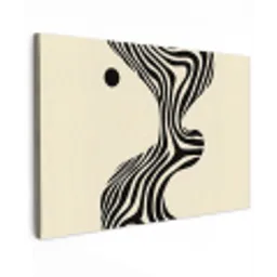 Beige - Lijnen - Golvend -  Abstract canvas 2cm klein -z3d