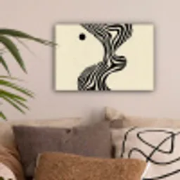 Beige - Lijnen - Golvend -  Abstract canvas 2cm klein -sfeer1
