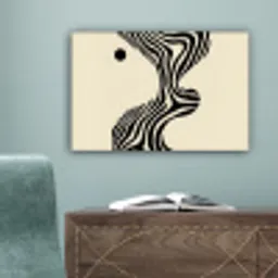 Beige - Lijnen - Golvend -  Abstract canvas 2cm klein -sfeer4