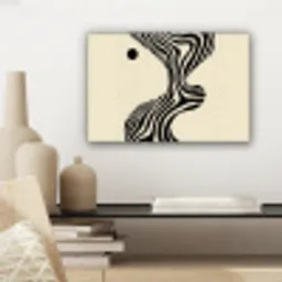 Beige - Lijnen - Golvend -  Abstract canvas 2cm klein -sfeer6