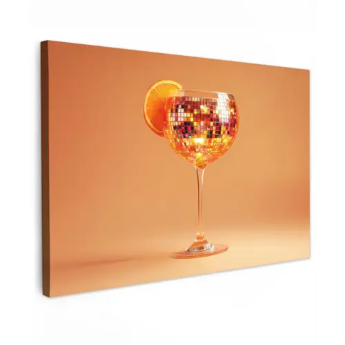 Drank - Oranje - Glitter - Disco canvas 2cm klein -z3d