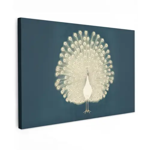Vogel - Blauw - Vintage canvas 2cm klein -z3d
