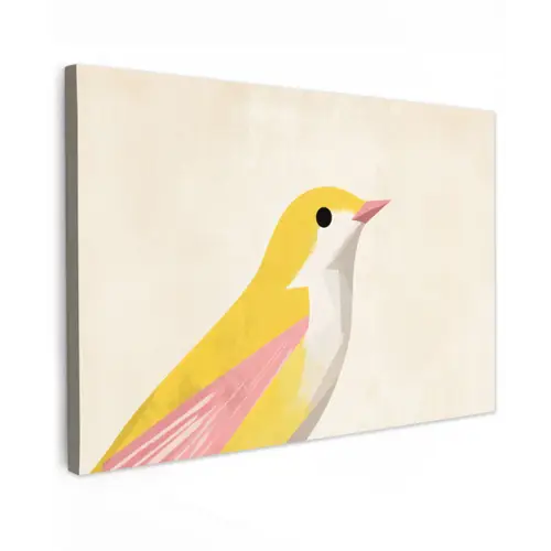 Vogel - Minimalistisch - Geel canvas 2cm klein -z3d