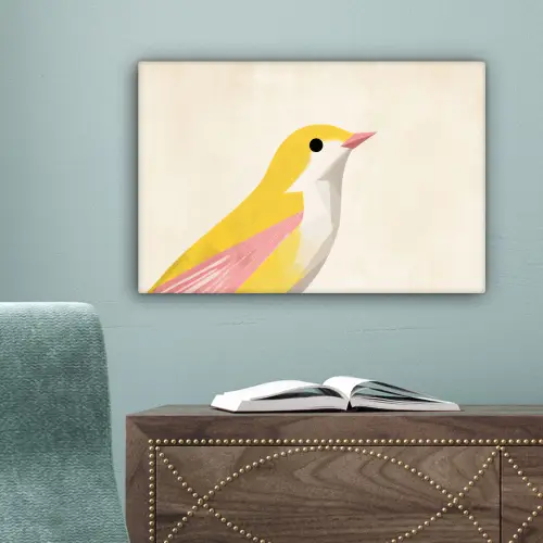 Vogel - Minimalistisch - Geel canvas 2cm klein -sfeer4