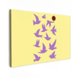 Vogels - Cirkel - Geel - Beweging canvas 2cm klein -z3d