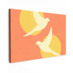 Vogels - Cirkels - Geel canvas 2cm klein -z3d