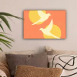 Vogels - Cirkels - Geel canvas 2cm klein -sfeer1