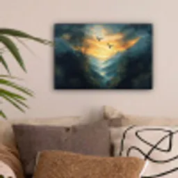 Vogels - Zon - Bomen - Groen canvas 2cm klein -sfeer1