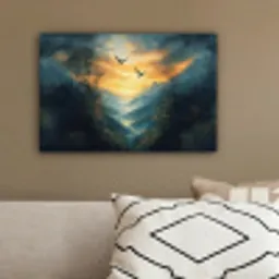 Vogels - Zon - Bomen - Groen canvas 2cm klein -sfeer3