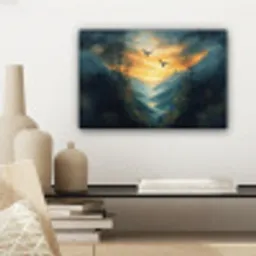Vogels - Zon - Bomen - Groen canvas 2cm klein -sfeer6