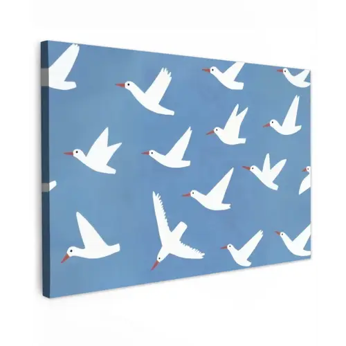 Vogels - Wit - Patroon canvas 2cm klein -z3d