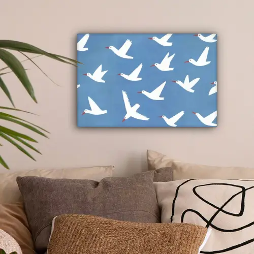 Vogels - Wit - Patroon canvas 2cm klein -sfeer1