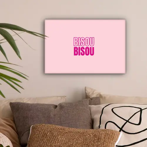 Bisou - Roze - Minimalistisch canvas 2cm klein -sfeer1