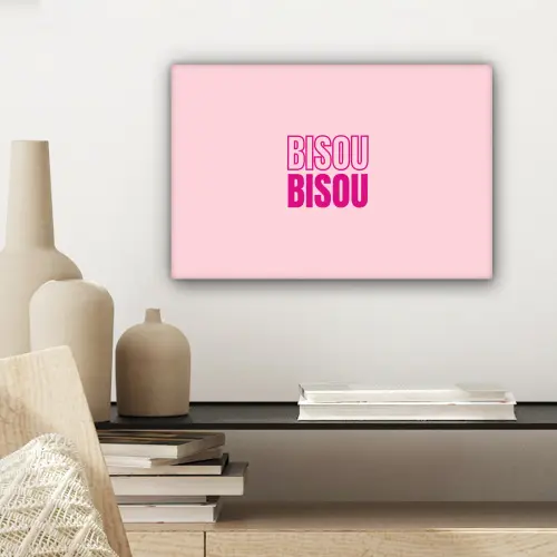Bisou - Roze - Minimalistisch canvas 2cm klein -sfeer6