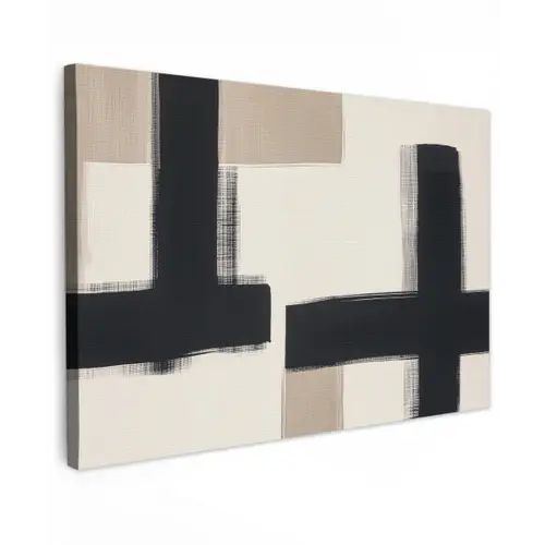 Zwart - Abstract - Japandi canvas 2cm klein -z3d